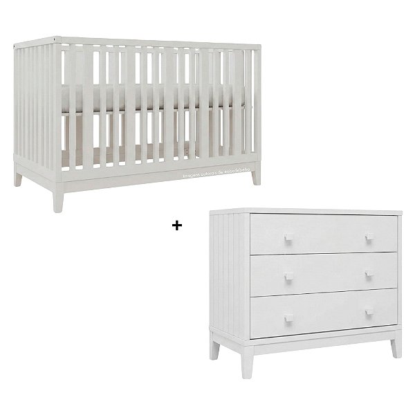 Conjunto Berço + Cômoda Fio Plus - Branco