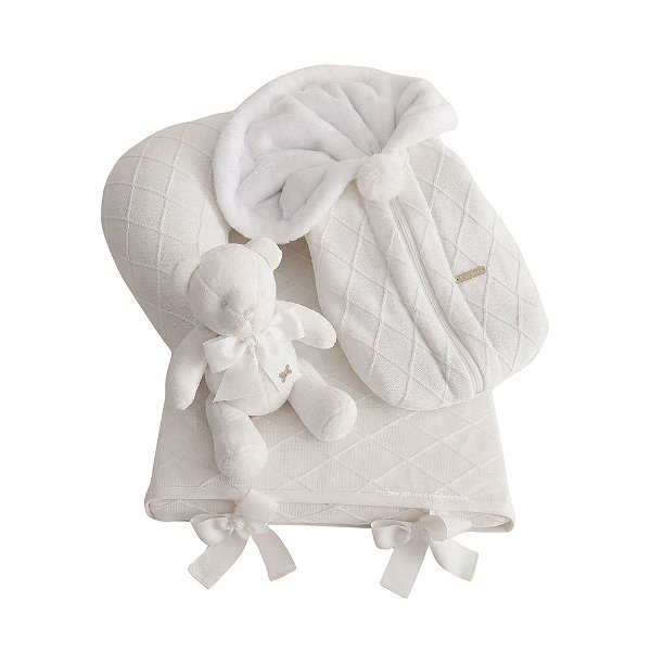 Kit Primeiros Momentos - 4 Peças Em Tricot - Natural Off White