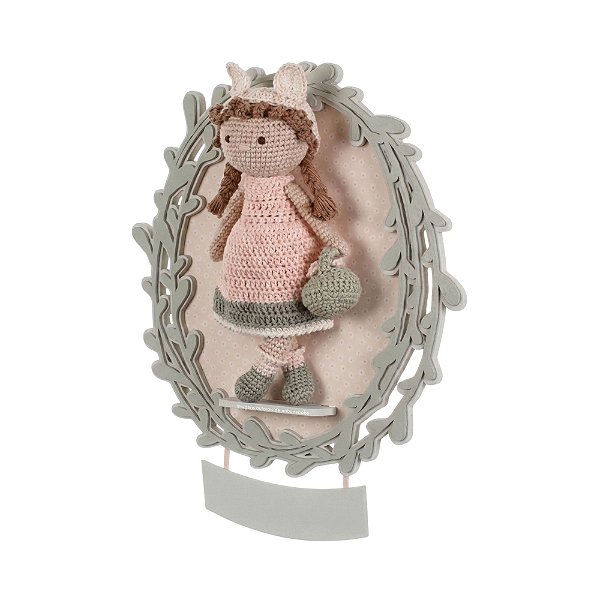 Quadro Infantil Amigurumi Menina Personalizado - Flora - 105028 - Personalizado