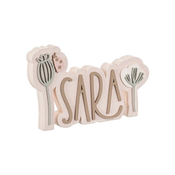 Placa Nome Decorativo Infantil Personalizado Para Prateleira - Flora - 105034 - Personalizado