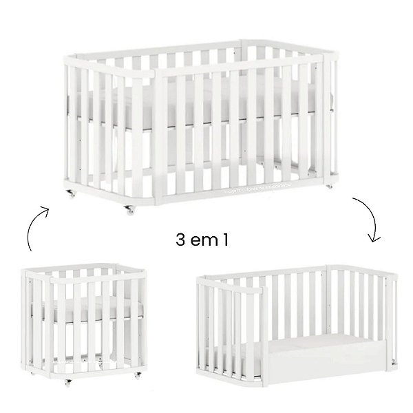 Berço 3 em 1 Evolutivo Loop - Branco