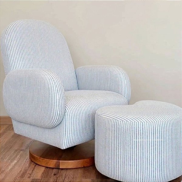 Poltrona De Amamentação Curve - Com Balanço e Giro - Tecido Speciali 06 - Base Madeira