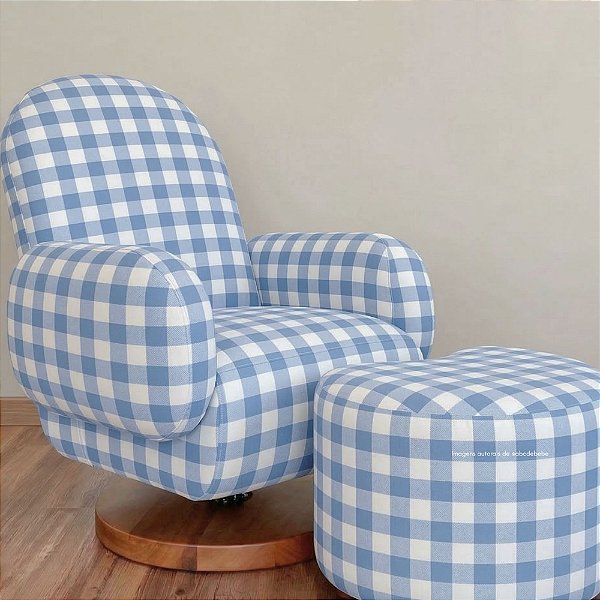 Poltrona De Amamentação Curve - Com Balanço e Giro - Tecido Speciali 07 - Base Madeira