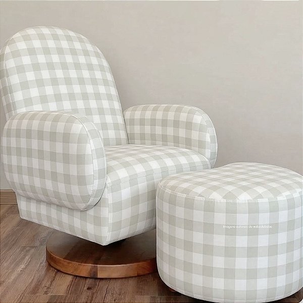 Poltrona De Amamentação Curve - Com Balanço e Giro - Tecido Speciali 08 - Base Madeira