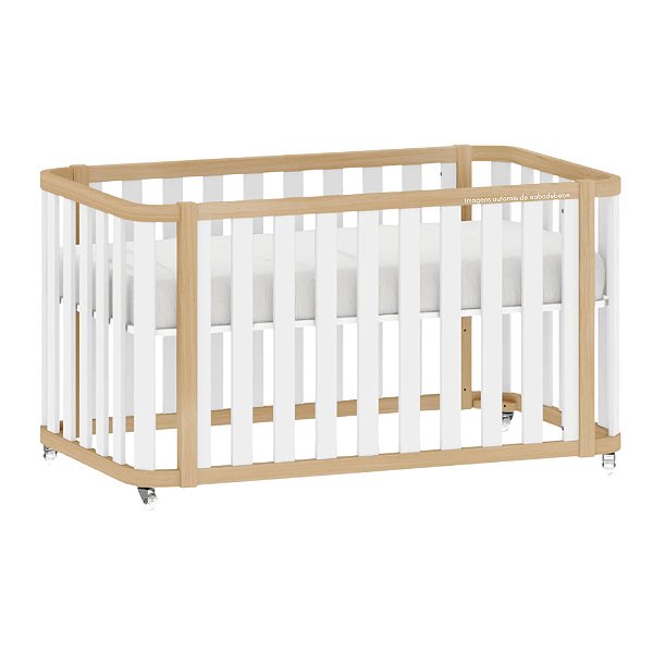 Berço Americano 2 em 1 Loop - Branco Com Carvalho Malva
