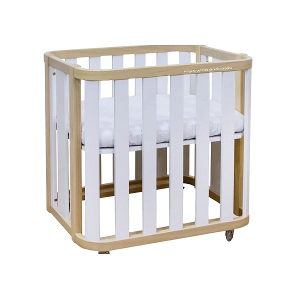 Mini Berço Loop - Branco Com Carvalho Malva