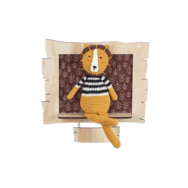 Quadro Amigurumi Leão Personalizável Com Nome Do Bebê - Zoo - 72021 - Personalizado