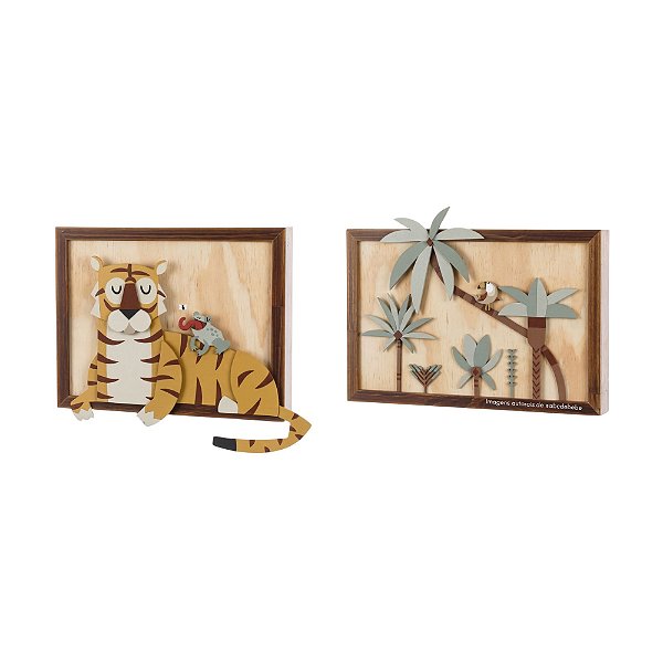 Kit De Quadros Decorativos Animais Para Quartos De Bebê - Zoo - 72050