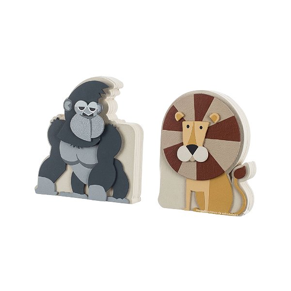 Kit 02 Apoios De Livros Decorativos Gorila E Leão - Zoo - 72053