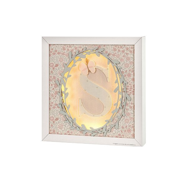 Quadro Decorativo Infantil De Luz Com Inicial Personalizada - Flora - 105503 - Personalizado