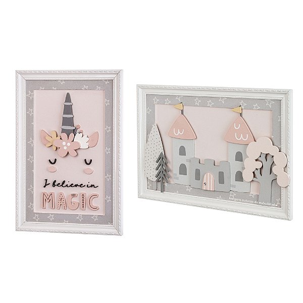 Kit Com 2 Quadros Decorativos Para Quartinho de Bebê - Princess - 100050