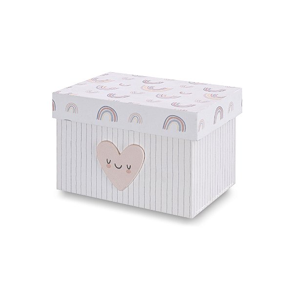 Caixa Decorativa P Arco-Íris E Coração Para Organizar - Princess - 100060