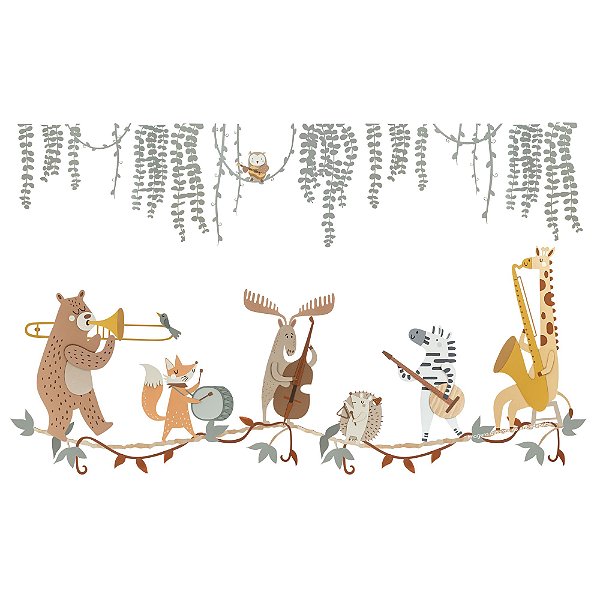 Painel Decorativo De Parede Infantil Com Animais Musicais - Música - 101010