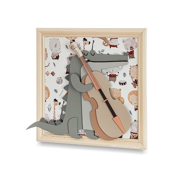 Quadro Decorativo Infantil Crocodilo Músico P - Música - 101025