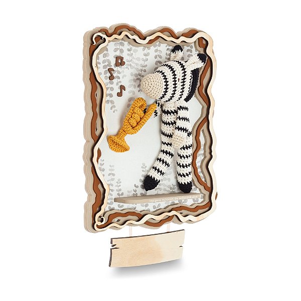 Quadro Decorativo Amigurumi Zebra Personalizável - Música - 101028 - Personalizado