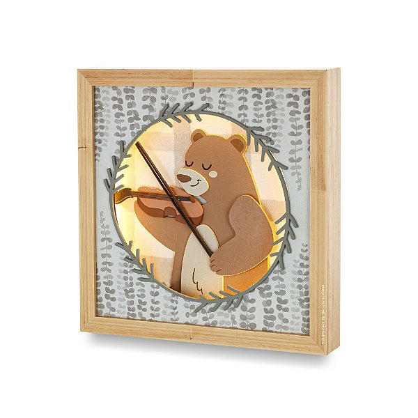 Quadro Decorativo Com Luz Urso - Música - 101501