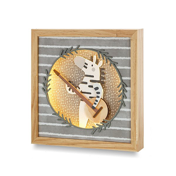 Quadro Decorativo Infantil Com Luz Zebra - Música - 101502