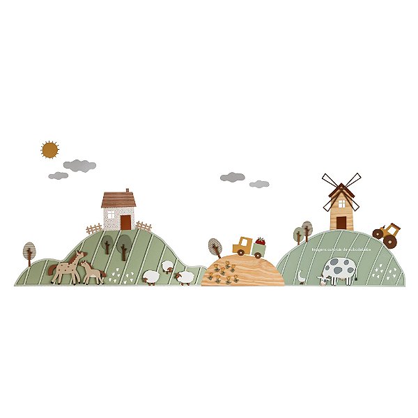 Painel Decorativo De Parede Infantil Maior Tema Fazenda - Fazendinha - 97010