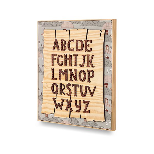 Quadro Decorativo Infantil Alfabeto Educativo M - Fazendinha - 97024