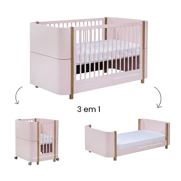 Berço Evolutivo 3 em 1 Kim - Rosa