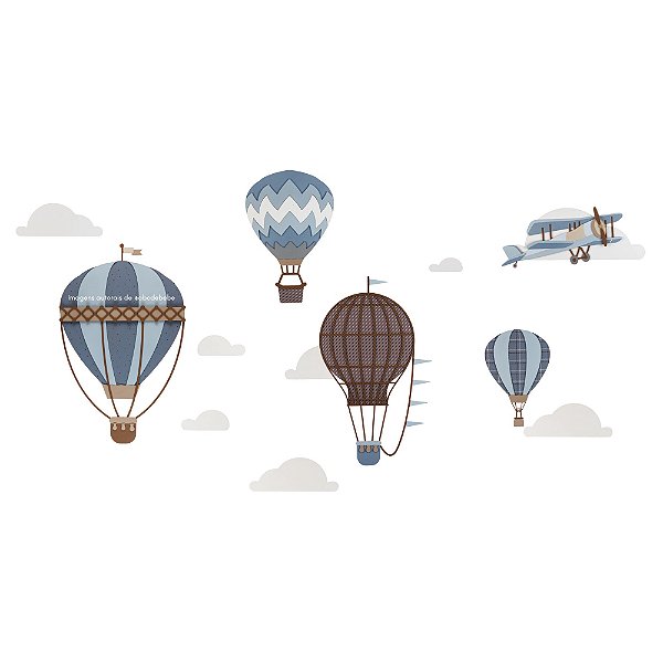 Painel De Parede Decorativo Infantil Balões E Avião Maior - Voar - 95010