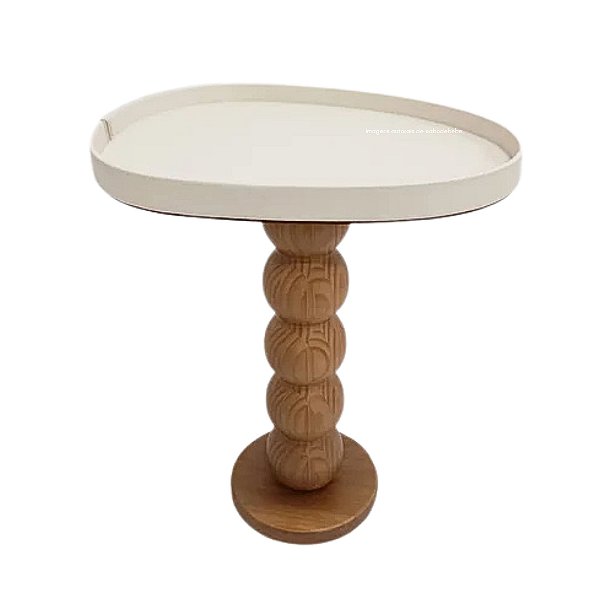 Mesa Dot - Madeira / Tampo Em Recouro Off White