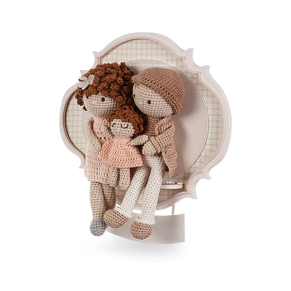 Quadro Amigurumi Familia Personalizável - Meu Mundo - 106610 - Personalizado