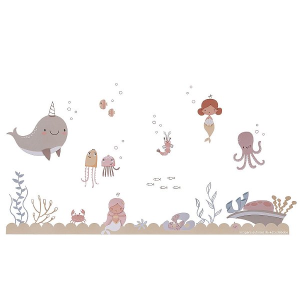 Painel Decorativo Fundo do Mar Maior - Sereias - 78010