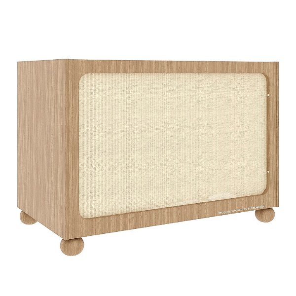 Berço E Mini Cama Vero Com Grade Palha - Madeira Caramelo