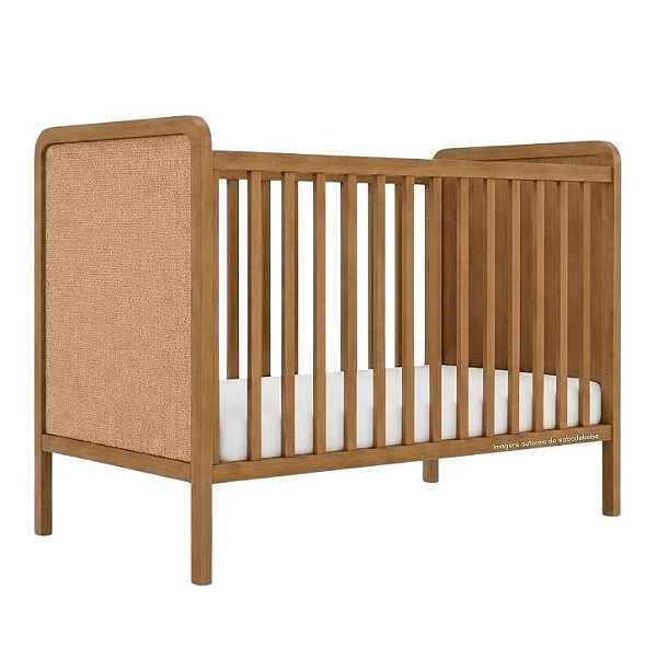 Berço Que Vira Mini Cama Raízes Plan Palha - Madeira Mel