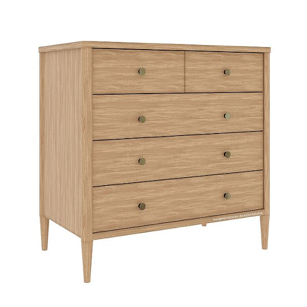 Cômoda 5 Gavetas Sora - Madeira Caramelo