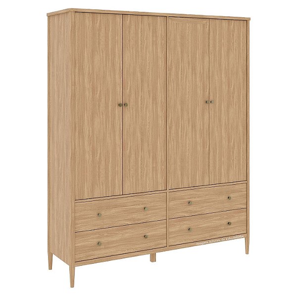 Guarda-Roupa Sora - 4 Portas - Madeira Caramelo