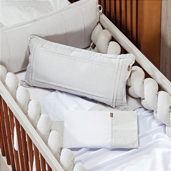 Kit Berço Linho Slim Americano 6 Peças - Bege Mescla