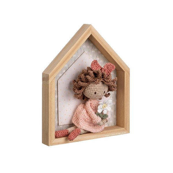 Quadro Decorativo Infantil Amigurumi Menina Em Crochê - Margarida - 112028
