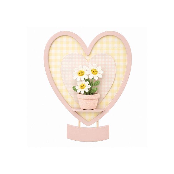 Quadro Amigurumi Decorativo Vaso Com Plaquinha Personalizável - Margarida - 112027 - Personalizado