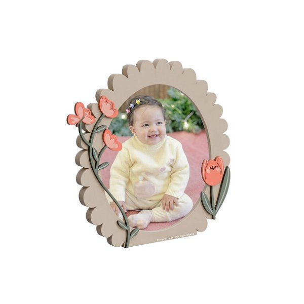 Porta-Retrato Decorativo Oval Tulipa Infantil - Margaridas - 112074