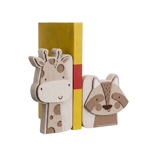 Aparador De Livros Infantil Com Girafa E Raposa Decorativa - Bichos Baby II - 114053