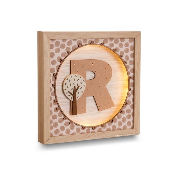 Quadro Decorativo Infantil Com Luz Inicial Personalizável - Bichos Baby II - 114502 - Personalizado
