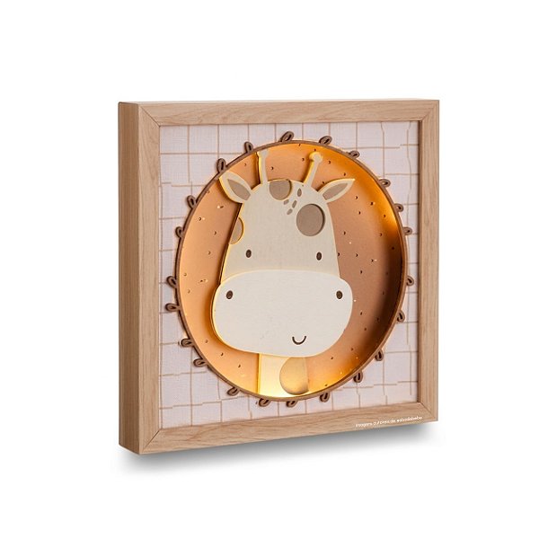 Quadro Decorativo Infantil Com Luz Girafa - Bichos Baby II - 114506