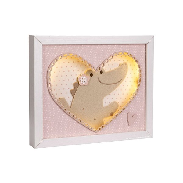 Quadro De Luz Infantil Jacaré Com Coração - Fofura - 117502