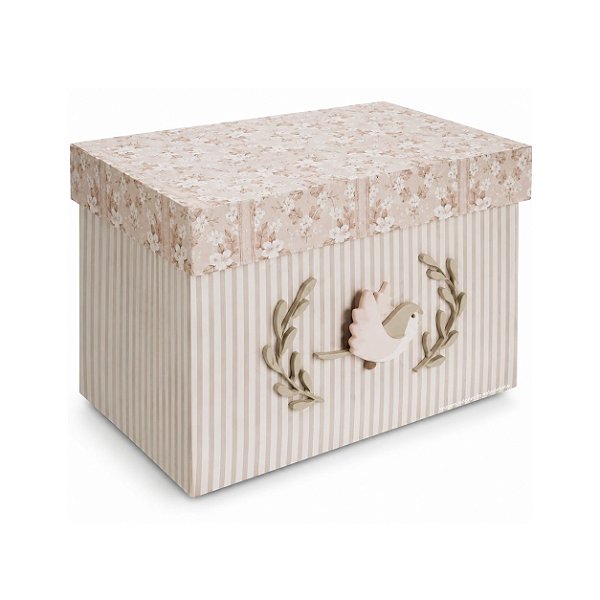 Caixa Decorativa Infantil M Floral Com Passarinho E Ramos - Revoada - 118061