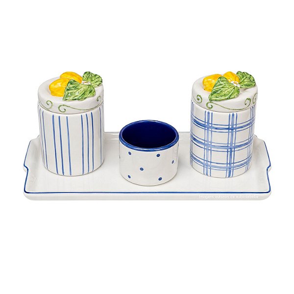 kit Higiene De Cerâmica 4 Peças - Limão