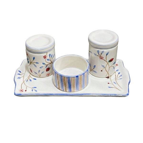 Kit Higiene De Cerâmica 4 Peças - Morango
