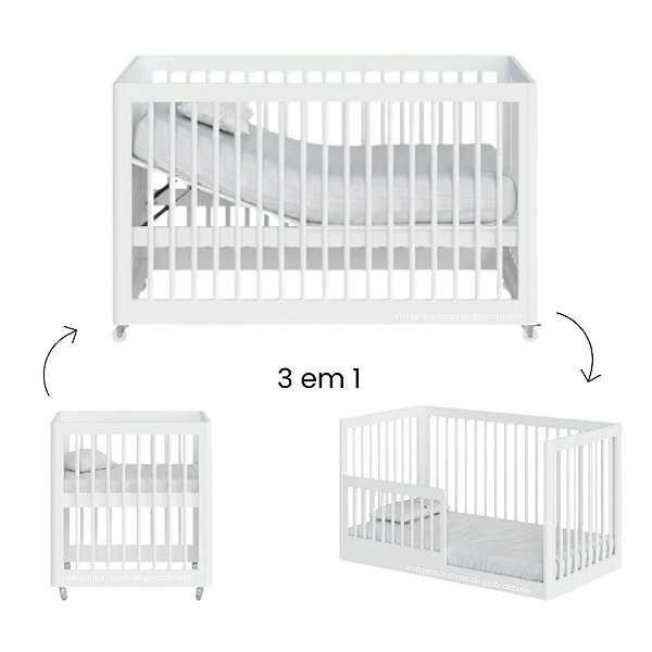 Berço 3 Em 1 Evolutivo Lion - Branco