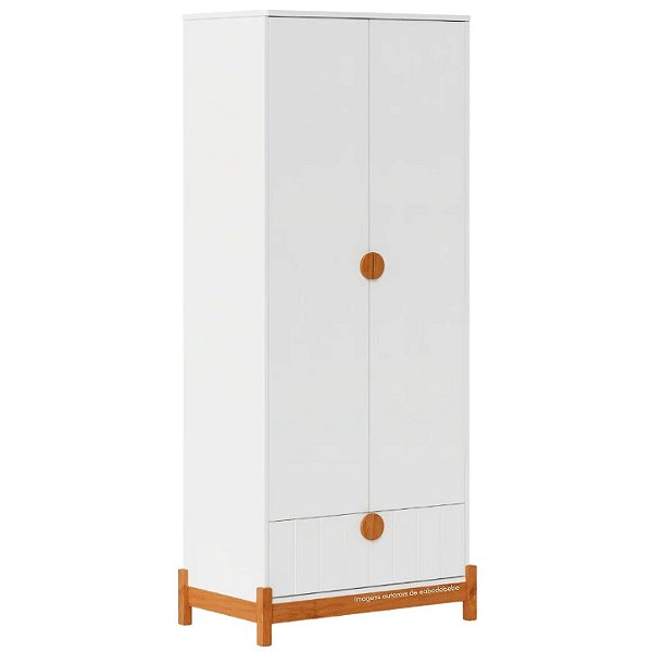 Guarda-Roupa Infantil Lamê 2 Portas - Branco/Carvalho Avelã
