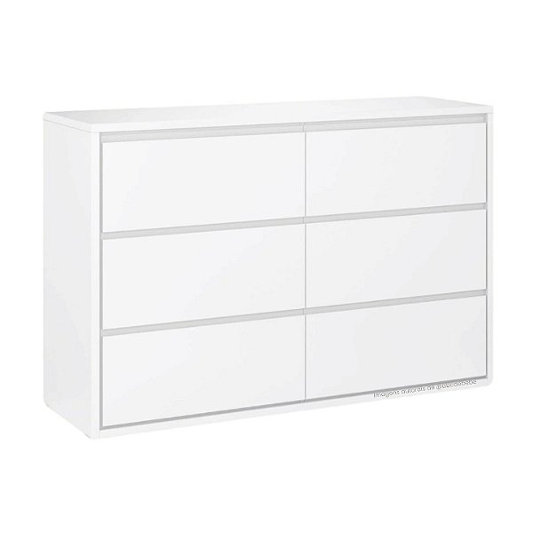 Cômoda Infantil 6 Gavetas Wood - Branco