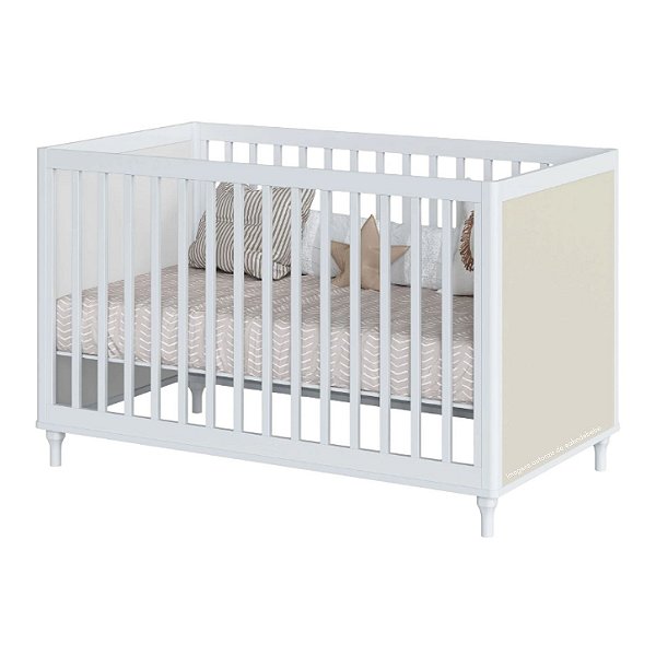 Berço Americano 2 em 1 Fofura - Branco Com Rattan