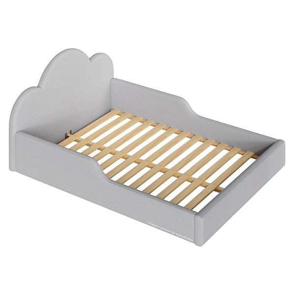 Cama Montessoriana Estofada Casal Algodão - Off White Nevoa