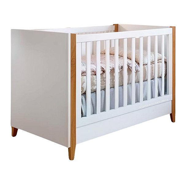 Berço Capri 2 Em 1 - Branco Com Pés Mel