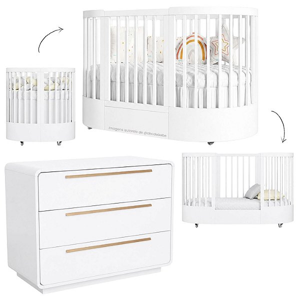 Conjunto Berço E Cômoda Wave - Branco
